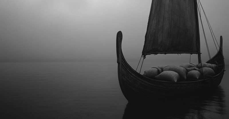 Wikinger Langboot mit Kaffeesäcken